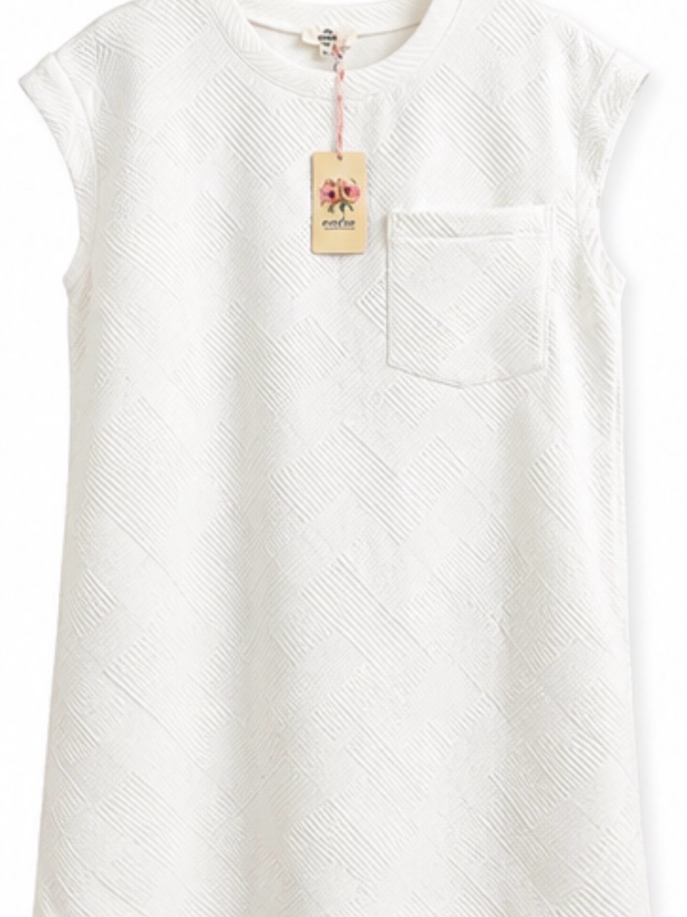 Entro White Textured Shift Dress 1X Cap Sleeve Pocket NWT Boutique - Picture 2 of 10